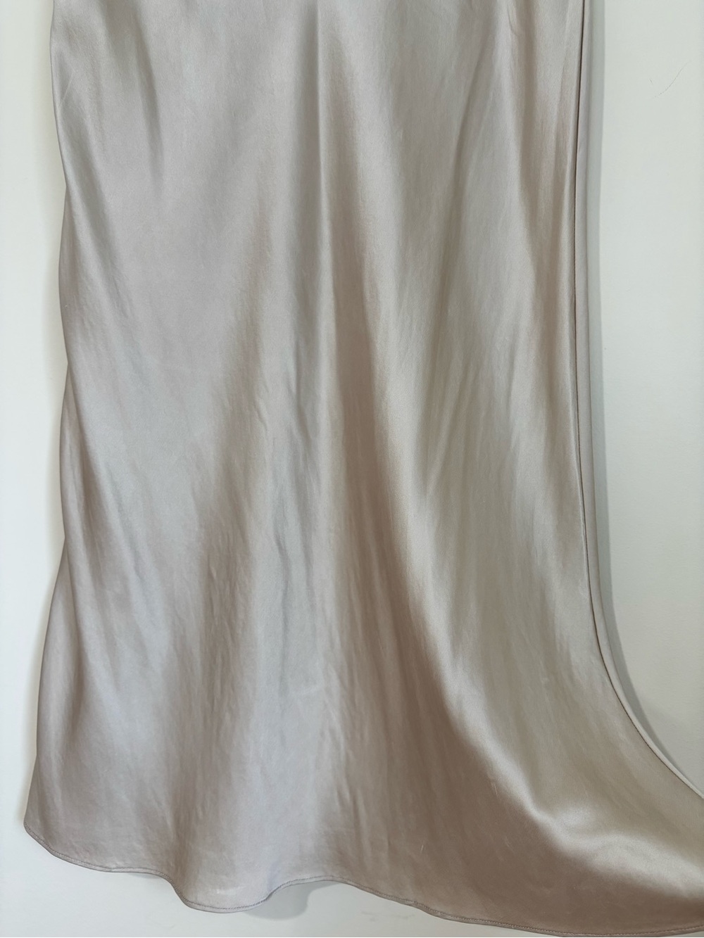 Quince Luxury Modern Feminine 100% Silk Champagne Satin Pull On Midi Skirt Sz M - Picture 11 of 16